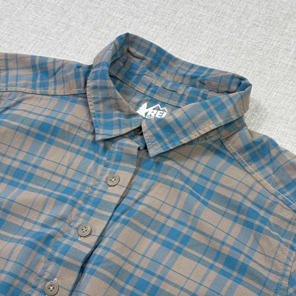 REI Co-op Button-Up‎ Womens Medium Multicolor Plaid Short Sleeve Collared Hiking